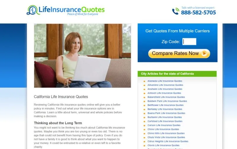 Low-quality exact-match domain page ranking for life insurance quotes