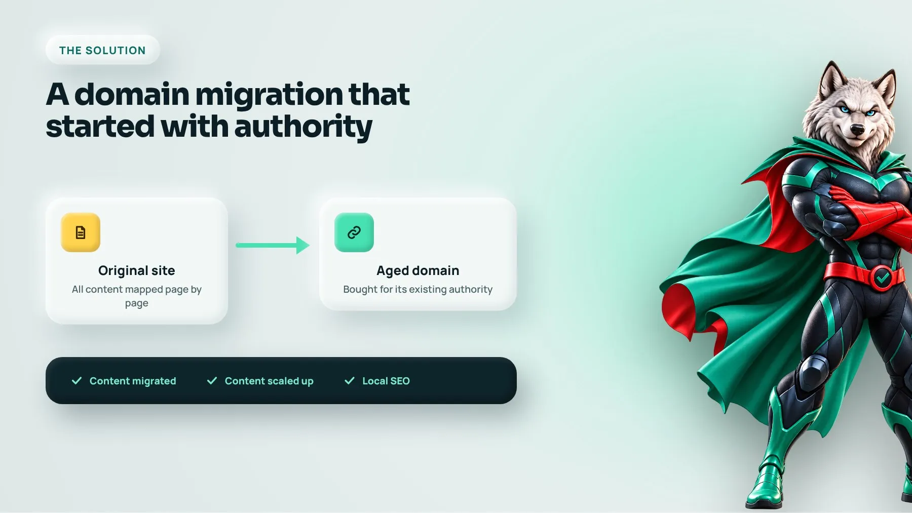 Domain migration from the original site to an aged domain with existing authority