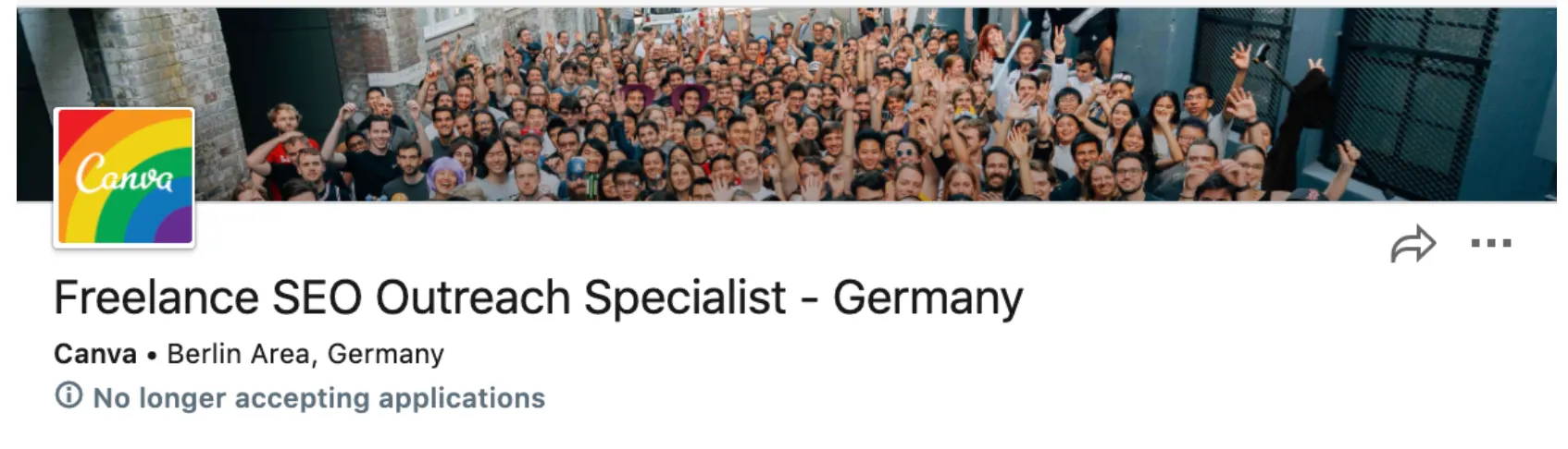 Canva job posting for an SEO Outreach Specialist