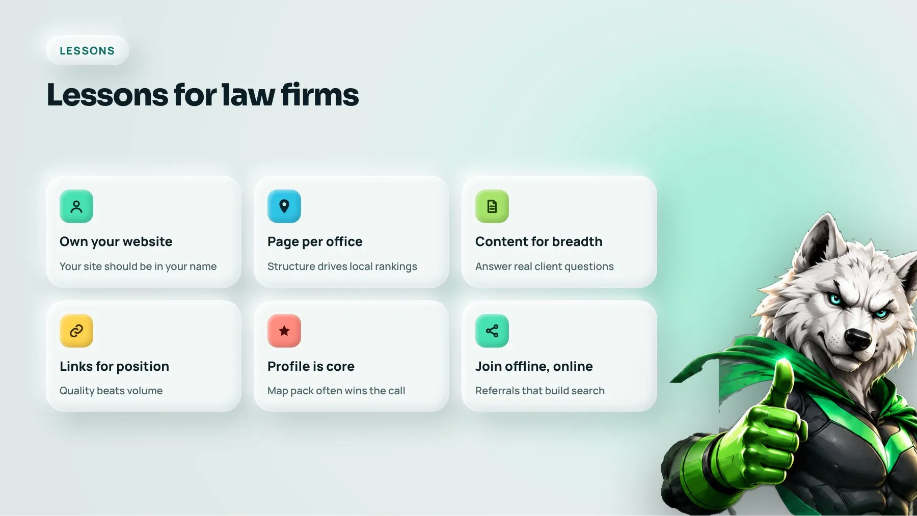 Six SEO lessons for law firms, from owning your website to linking offline and online marketing