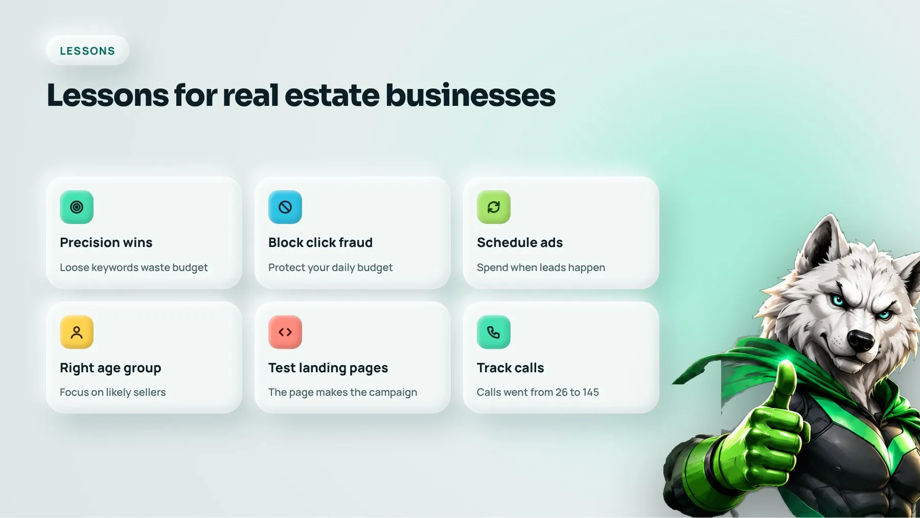 Six Google Ads lessons for real estate businesses, from click fraud protection to landing page testing
