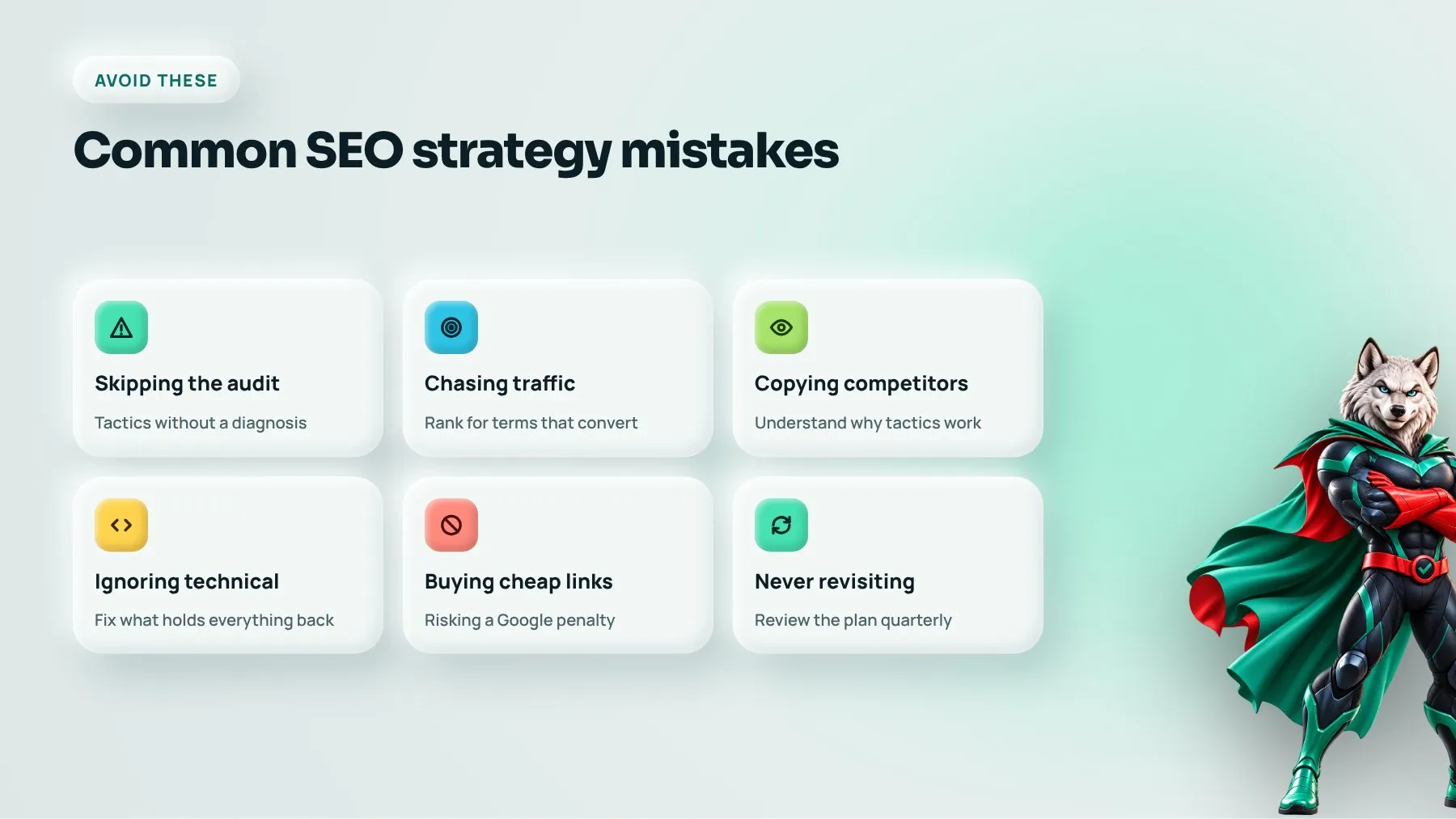 Six common SEO strategy mistakes, from skipping the audit to buying cheap links