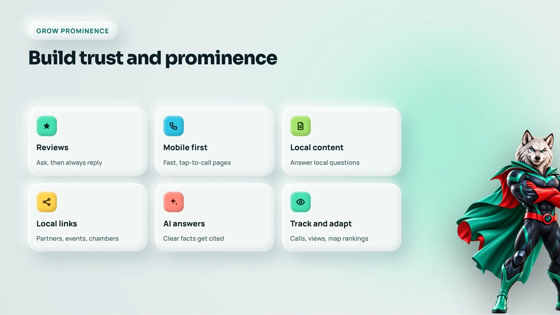 Six local SEO tactics for business owners: reviews, mobile, local content, local links, AI answers, tracking