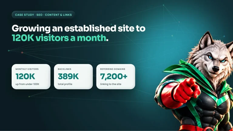 SEO case study: organic traffic grown to 120K a month with 389K backlinks from 7,200+ referring domains