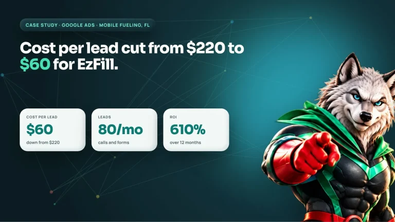 Google Ads case study cover: Florida mobile fueling company cut cost per lead from $220 to $60