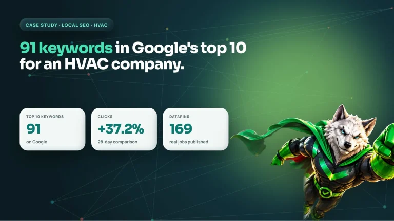 HVAC local SEO case study cover: Total Comfort Cooling & Heating with 91 keywords in Google's top 10